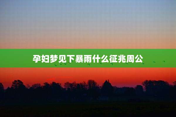 孕妇梦见下暴雨什么征兆周公