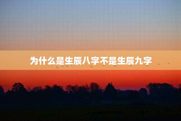 为什么是生辰八字不是生辰九字