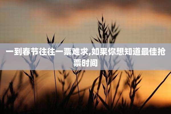 一到春节往往一票难求,如果你想知道最佳抢票时间