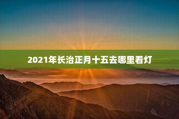 2021年长治正月十五去哪里看灯