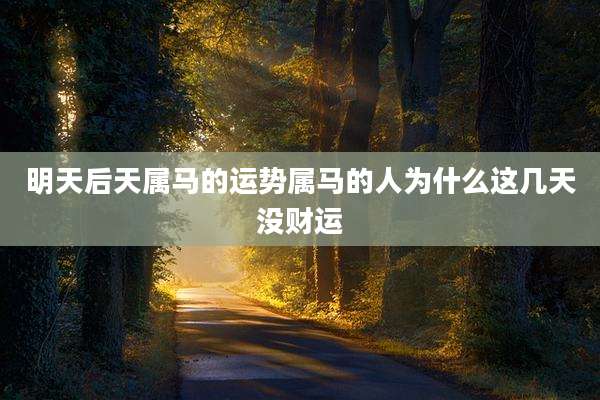 明天后天属马的运势属马的人为什么这几天没财运