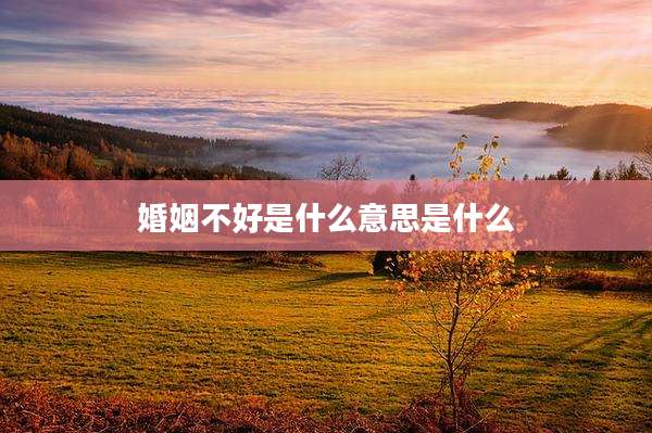 婚姻不好是什么意思是什么