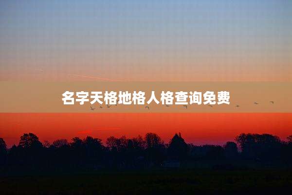 名字天格地格人格查询免费