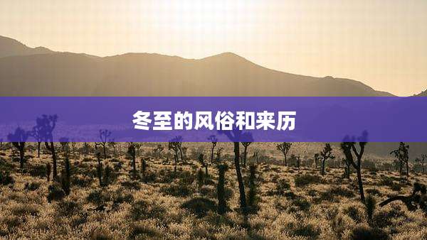 冬至的风俗和来历
