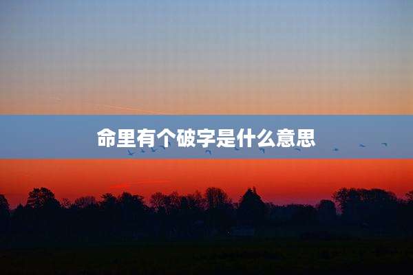 命里有个破字是什么意思