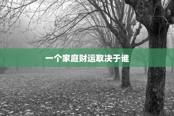一个家庭财运取决于谁