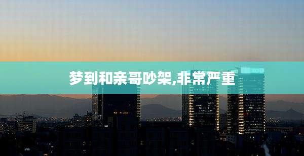 梦到和亲哥吵架,非常严重