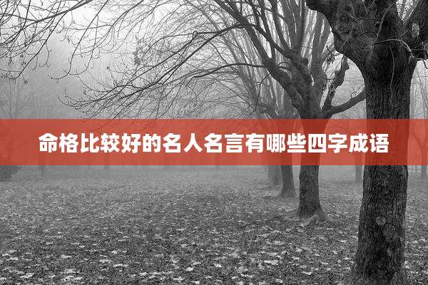命格比较好的名人名言有哪些四字成语