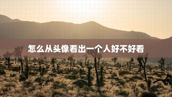 怎么从头像看出一个人好不好看
