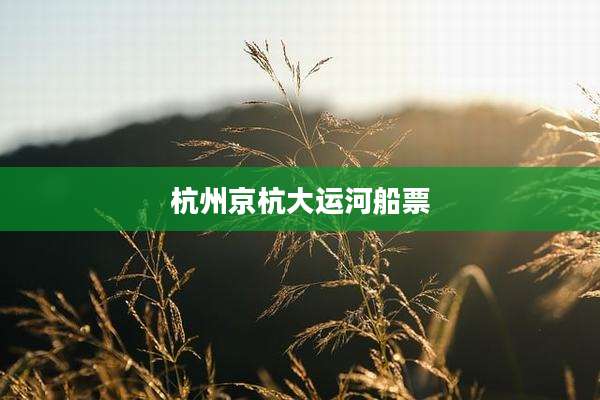 杭州京杭大运河船票