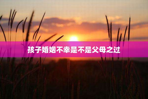 孩子婚姻不幸是不是父母之过