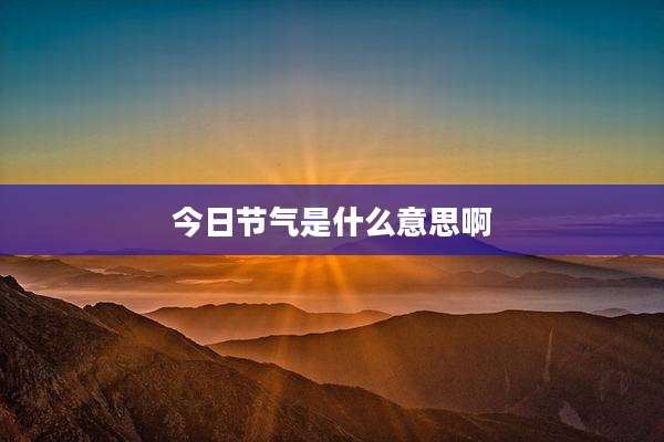 今日节气是什么意思啊