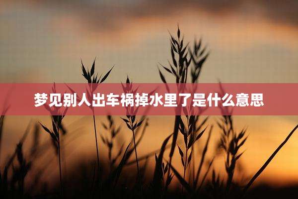 梦见别人出车祸掉水里了是什么意思