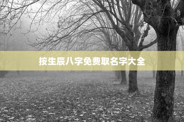 按生辰八字免费取名字大全