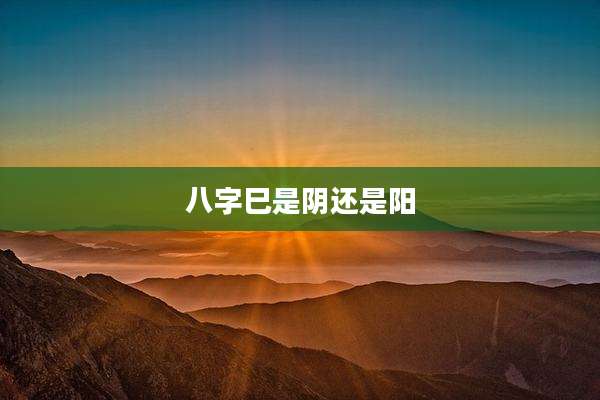 八字巳是阴还是阳