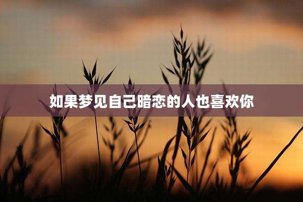如果梦见自己暗恋的人也喜欢你