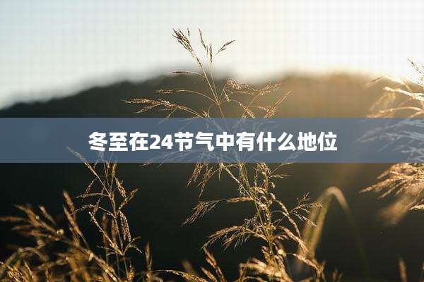冬至在24节气中有什么地位