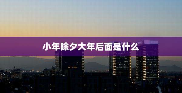 小年除夕大年后面是什么