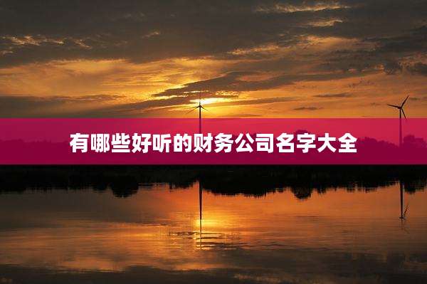 有哪些好听的财务公司名字大全
