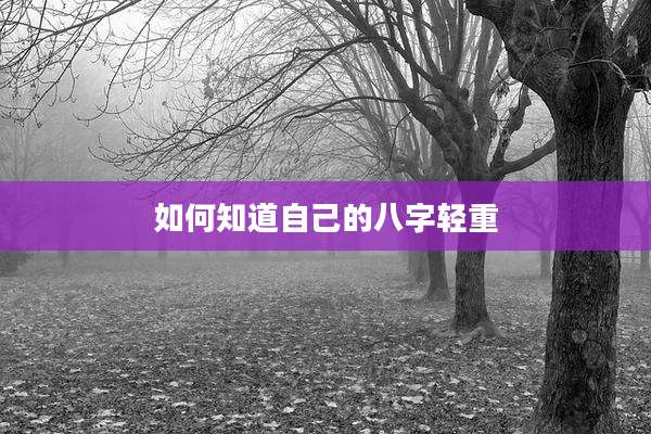 如何知道自己的八字轻重