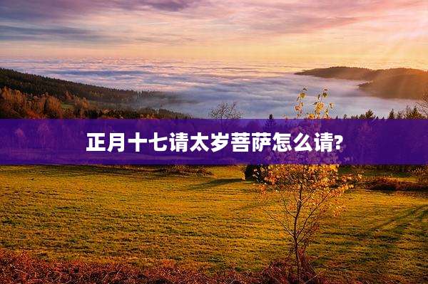 正月十七请太岁菩萨怎么请?
