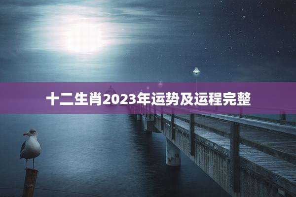 十二生肖2023年运势及运程完整