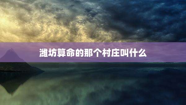 潍坊算命的那个村庄叫什么