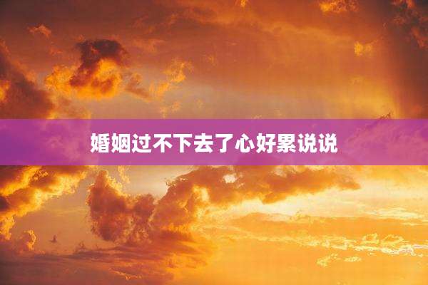 婚姻过不下去了心好累说说