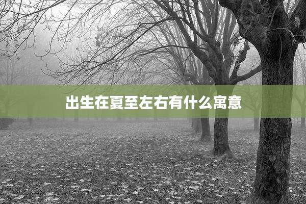 出生在夏至左右有什么寓意
