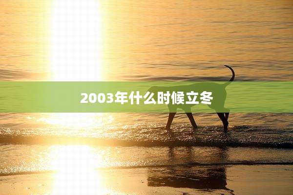 2003年什么时候立冬