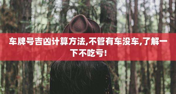 车牌号吉凶计算方法,不管有车没车,了解一下不吃亏!