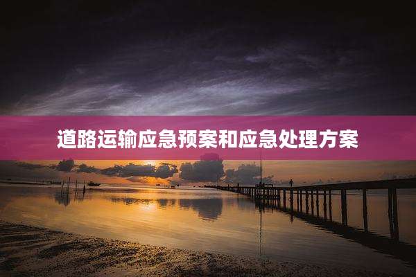 道路运输应急预案和应急处理方案
