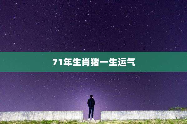 71年生肖猪一生运气