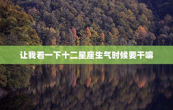 让我看一下十二星座生气时候要干嘛