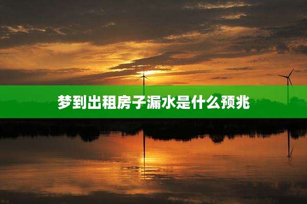 梦到出租房子漏水是什么预兆