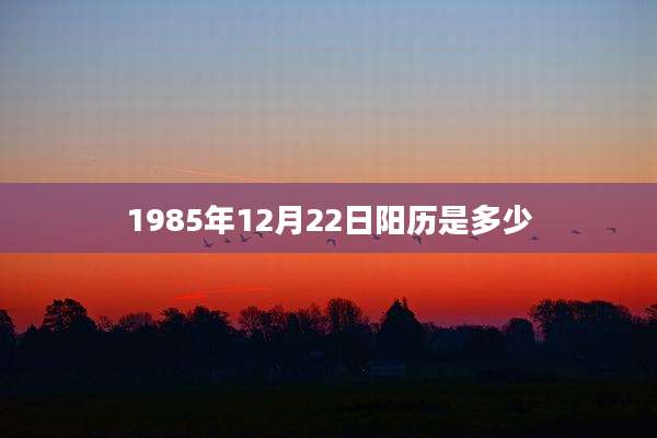 1985年12月22日阳历是多少