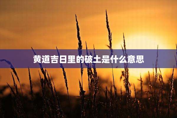 黄道吉日里的破土是什么意思