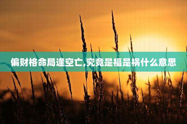 偏财格命局逢空亡,究竟是福是祸什么意思