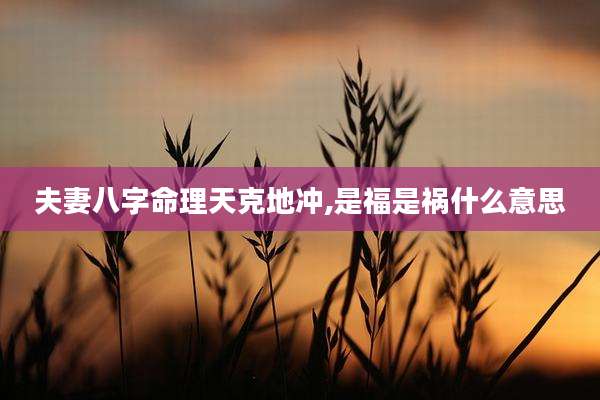夫妻八字命理天克地冲,是福是祸什么意思