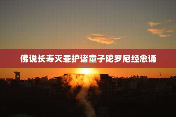 佛说长寿灭罪护诸童子陀罗尼经念诵
