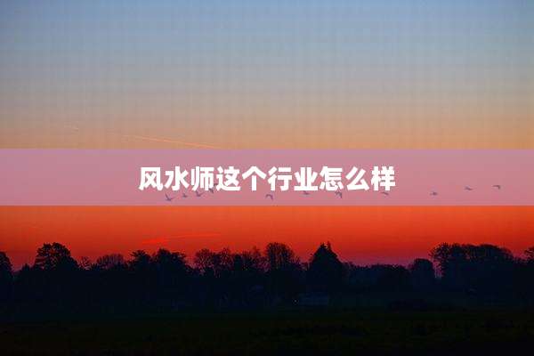 风水师这个行业怎么样