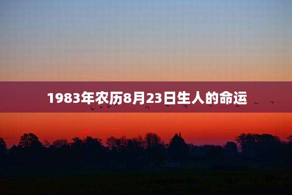 1983年农历8月23日生人的命运
