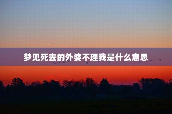 梦见死去的外婆不理我是什么意思
