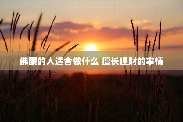 佛眼的人适合做什么 擅长理财的事情