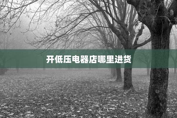 开低压电器店哪里进货