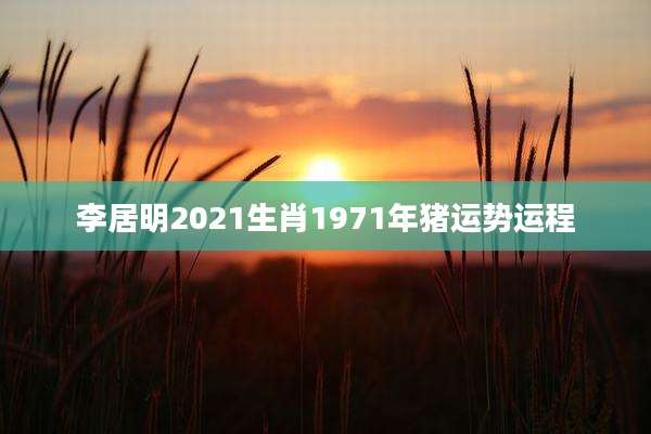 李居明2021生肖1971年猪运势运程