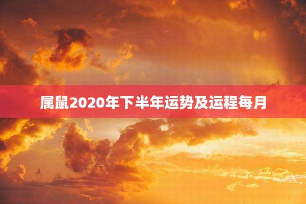 属鼠2020年下半年运势及运程每月