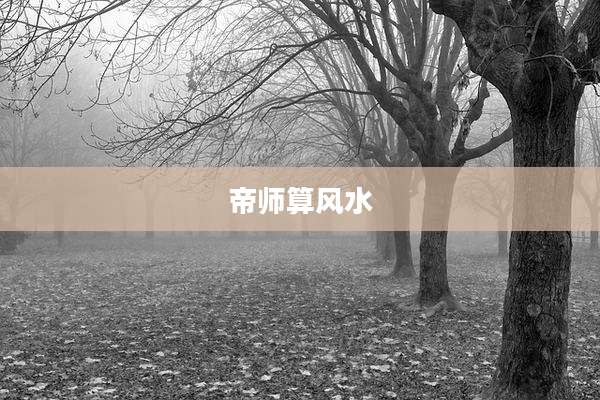 帝师算风水