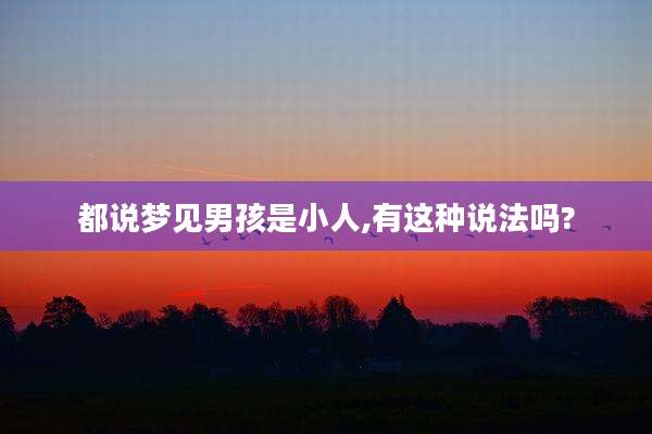 都说梦见男孩是小人,有这种说法吗?