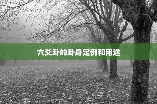六爻卦的卦身定例和用途